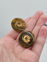 Load image into Gallery viewer, 1940s Marmalade and Spinach Huge Chunky Dome Bakelite Earrings

