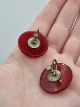 Load image into Gallery viewer, 1940s Dark Cherry Red Bakelite Screwback Earrings
