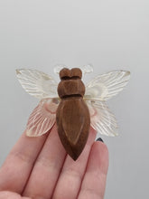 Load image into Gallery viewer, 1940s Huge Chunky Wood and Lucite Bug Brooch
