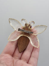 Load image into Gallery viewer, 1940s Huge Chunky Wood and Lucite Bug Brooch
