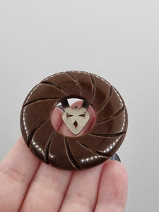 1940s Chocolate Brown Bakelite Circle Dress Clip