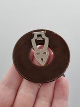 Load image into Gallery viewer, 1940s Chocolate Brown Bakelite Circle Dress Clip
