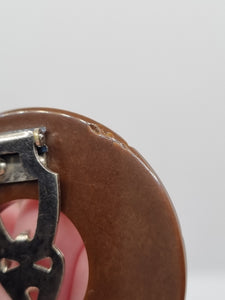 1940s Chocolate Brown Bakelite Circle Dress Clip