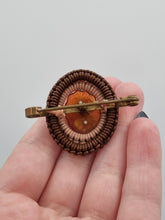 Load image into Gallery viewer, 1940s Brown and Pink Cameo Wirework Brooch
