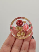 Load image into Gallery viewer, 1940s Pink Rose Reverse Carved Lucite Brooch
