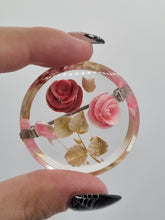 Load image into Gallery viewer, 1940s Pink Rose Reverse Carved Lucite Brooch
