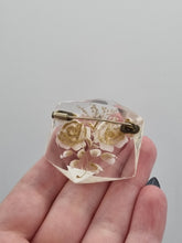 Load image into Gallery viewer, 1940s White Flower Reverse Carved Lucite Brooch
