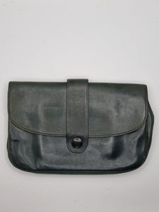 1940s Dark Green Leather Clutch Bag