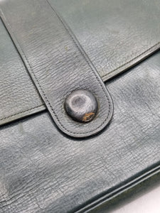 1940s Dark Green Leather Clutch Bag