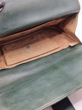 Load image into Gallery viewer, 1940s Dark Green Leather Clutch Bag
