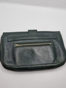 1940s Dark Green Leather Clutch Bag