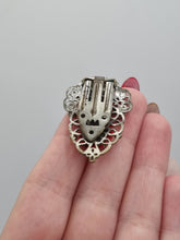 Load image into Gallery viewer, 1930s Czech Filigree Red Glass Dress Clip
