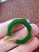 Load image into Gallery viewer, 1940s Dark Green Bakelite Hoop Earrings
