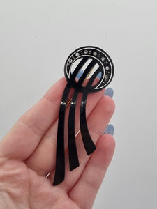 1930s Deco Black Rhinestone Celluloid Flash Pin