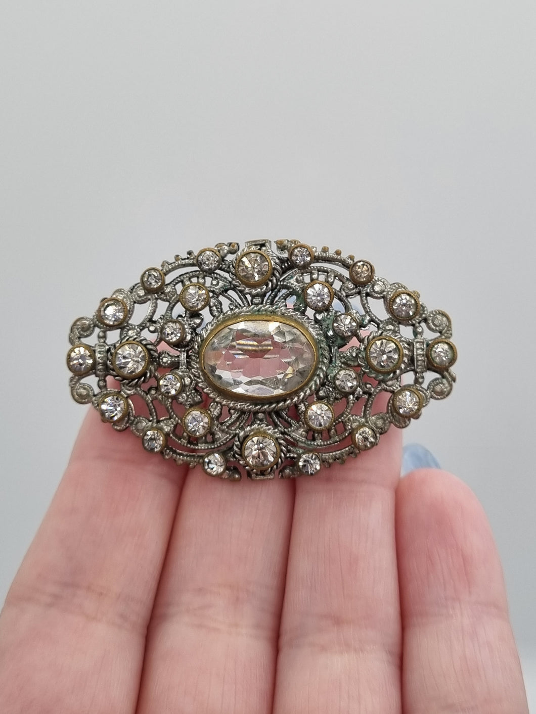 1930s Art Deco Clear Glass Brooch