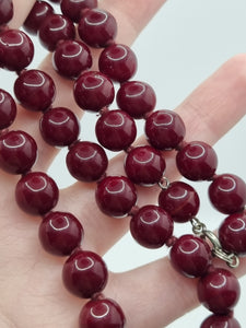 1930s Chunky Burgundy Glass Knotted Necklace