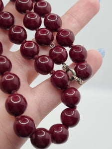 1930s Chunky Burgundy Glass Knotted Necklace