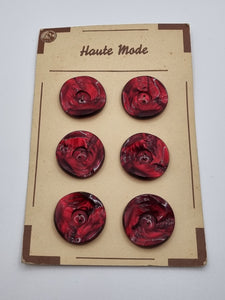 1940s Deadstock Carded Dark Red Marbled Buttons