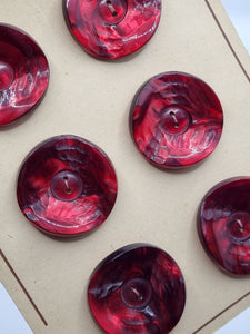 1940s Deadstock Carded Dark Red Marbled Buttons