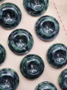 1940s Deadstock Carded Dark Green Marbled Buttons