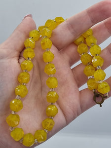 1930s/1940s Marmalade/Yellow Glass Beaded Necklace