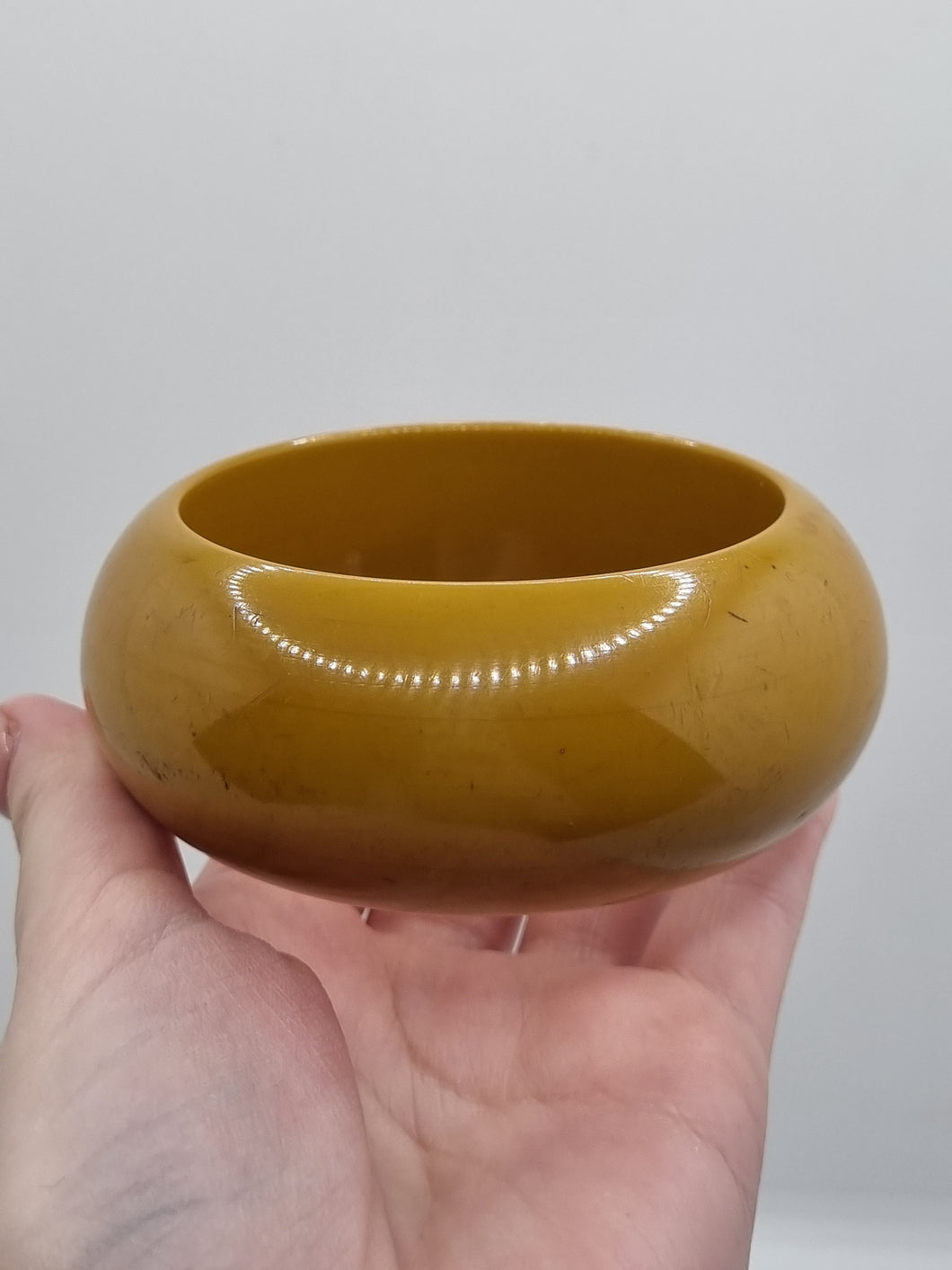 1940s HUGE Chunky Dark Chartruese Green Bakelite Bangle