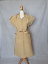 Load image into Gallery viewer, 1950s Yellow Grosgrain Dress With Strong Shoulders
