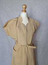 Load image into Gallery viewer, 1950s Yellow Grosgrain Dress With Strong Shoulders
