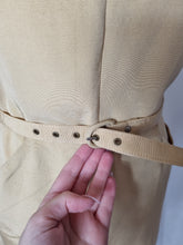 Load image into Gallery viewer, 1950s Yellow Grosgrain Dress With Strong Shoulders
