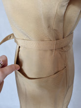 Load image into Gallery viewer, 1950s Yellow Grosgrain Dress With Strong Shoulders
