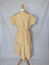 Load image into Gallery viewer, 1950s Yellow Grosgrain Dress With Strong Shoulders
