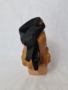 1940s Black New York Creation Multicoloured Jewelled Hat