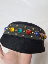 Load image into Gallery viewer, 1940s Black New York Creation Multicoloured Jewelled Hat
