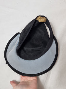 1940s Black and Duck Egg Blue Skull Cap Type Hat With Bow