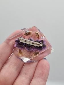 1940s Purple Reverse Carved Lucite Brooch