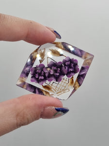 1940s Purple Reverse Carved Lucite Brooch