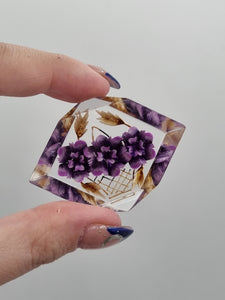 1940s Purple Reverse Carved Lucite Brooch