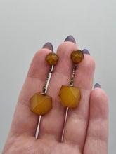 Load image into Gallery viewer, 1940s Orange Faceted Bakelite Dangle Earrings
