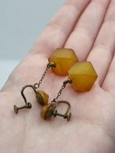 Load image into Gallery viewer, 1940s Orange Faceted Bakelite Dangle Earrings
