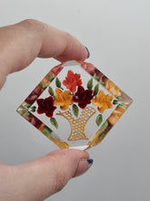 Load image into Gallery viewer, 1940s Orange and Red Reverse Carved Lucite Brooch
