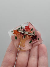 Load image into Gallery viewer, 1940s Orange and Red Reverse Carved Lucite Brooch

