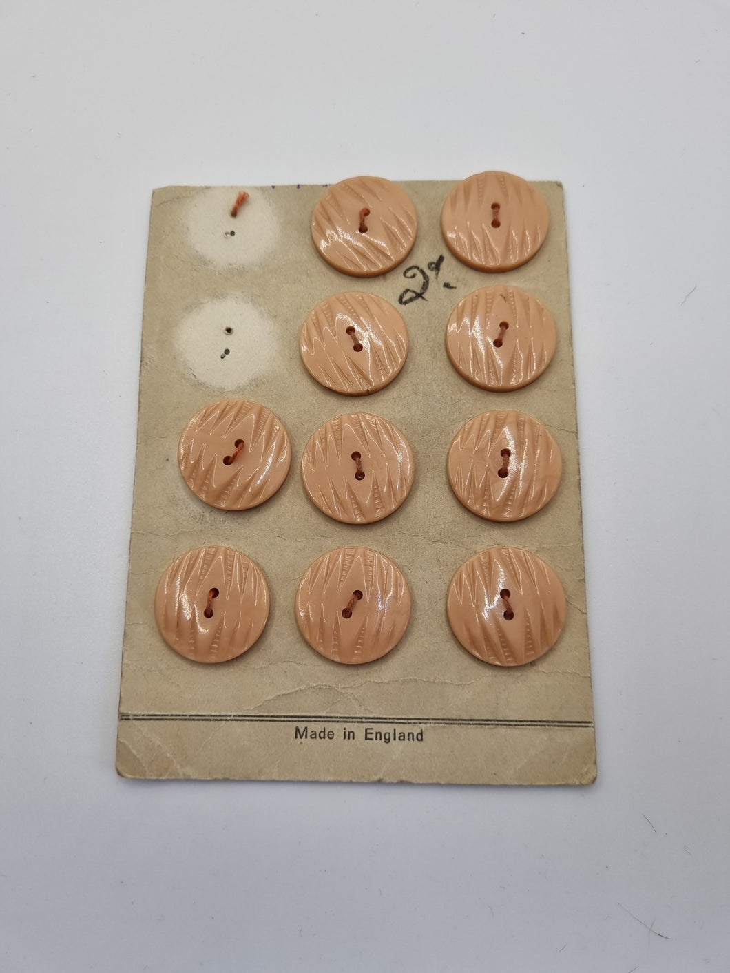 1940s Deadstock Carded Peach Buttons