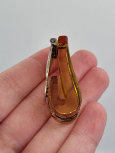 1940s Apple Juice Bakelite and Petit Poine Chunky Dress Clip