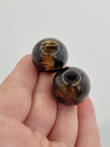 1940s Dark Brown Marbled Bakelite Ball Earrings