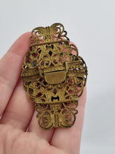 Load image into Gallery viewer, 1930s Czech Blue Glass Filigree Buckle
