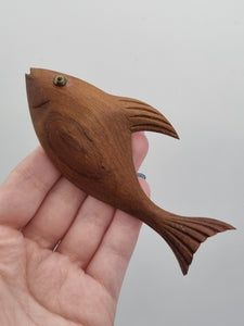 1940s HUGE Chunky Wood Fish Brooch