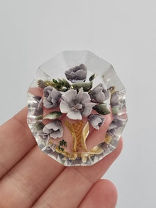1940s Lilac Flower Reverse Carved Lucite Brooch