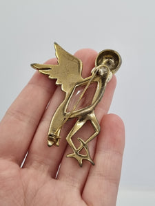 1940s Unsigned H Pomerantz Figuarl Glass and Metal Bug Brooch