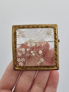 1930s/1940s French? Reverse Carved Lucite and Metal Brooch