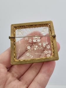 1930s/1940s French? Reverse Carved Lucite and Metal Brooch